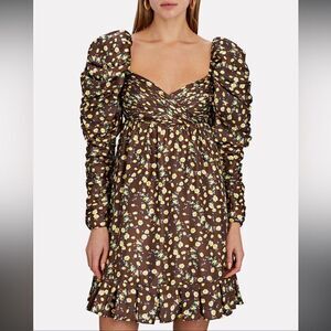 New AUTUMN ADEIGBO Bridgette Puff-Sleeve Mini Dress Size 4